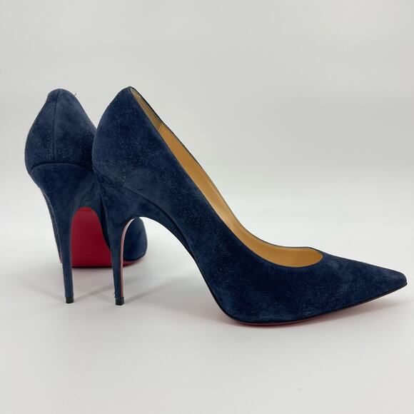Christian Louboutin | Alminette 100 Veau Velours Marine Navy Suede Pumps 41 / 11 - Picture 15 of 15